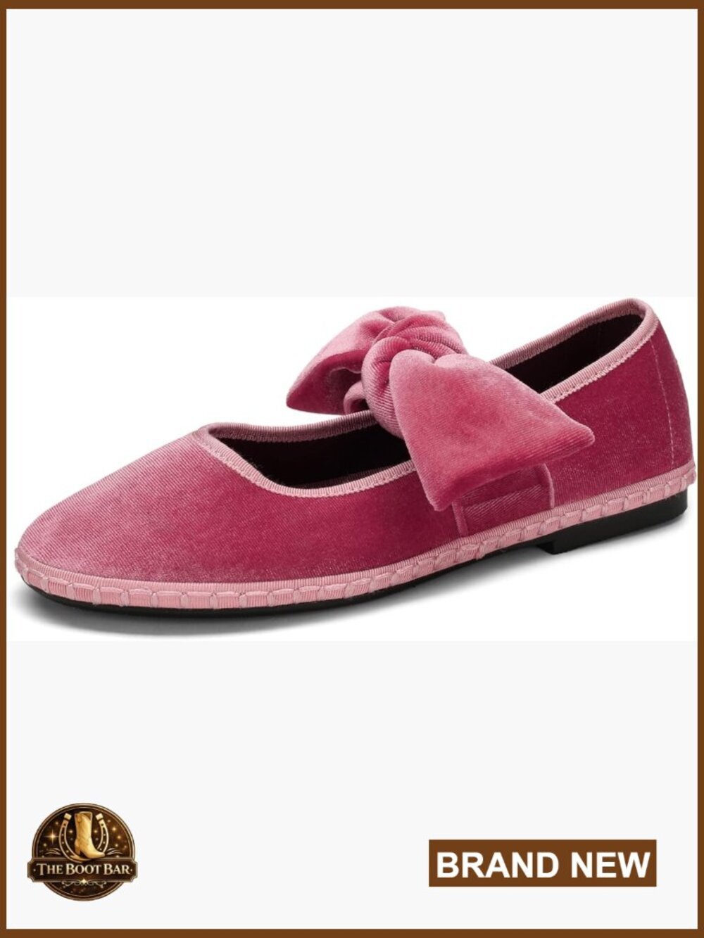 Women's Velvet Mary Jane Flats Round Toe Ballet Shoes with Decorative Bow
